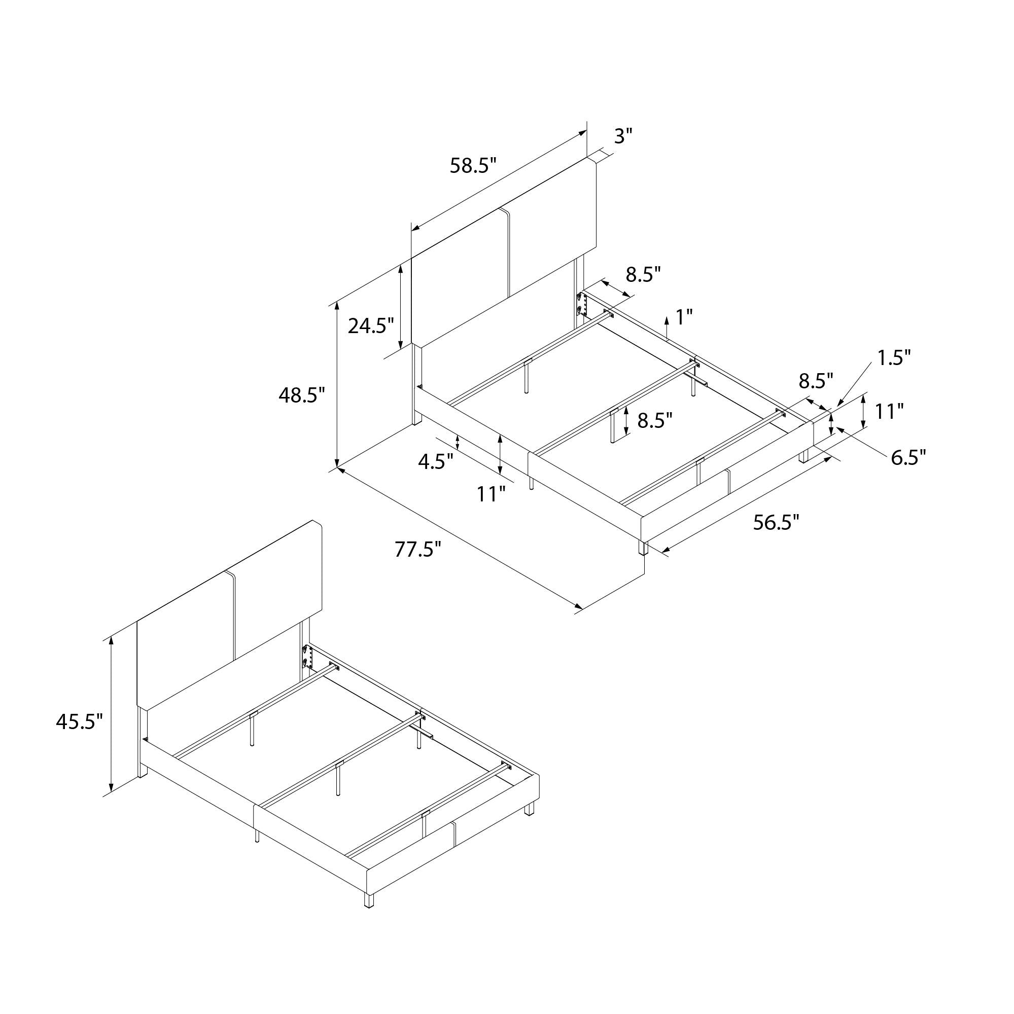 DHP Janford Upholstered Bed Frame - Gray - Full