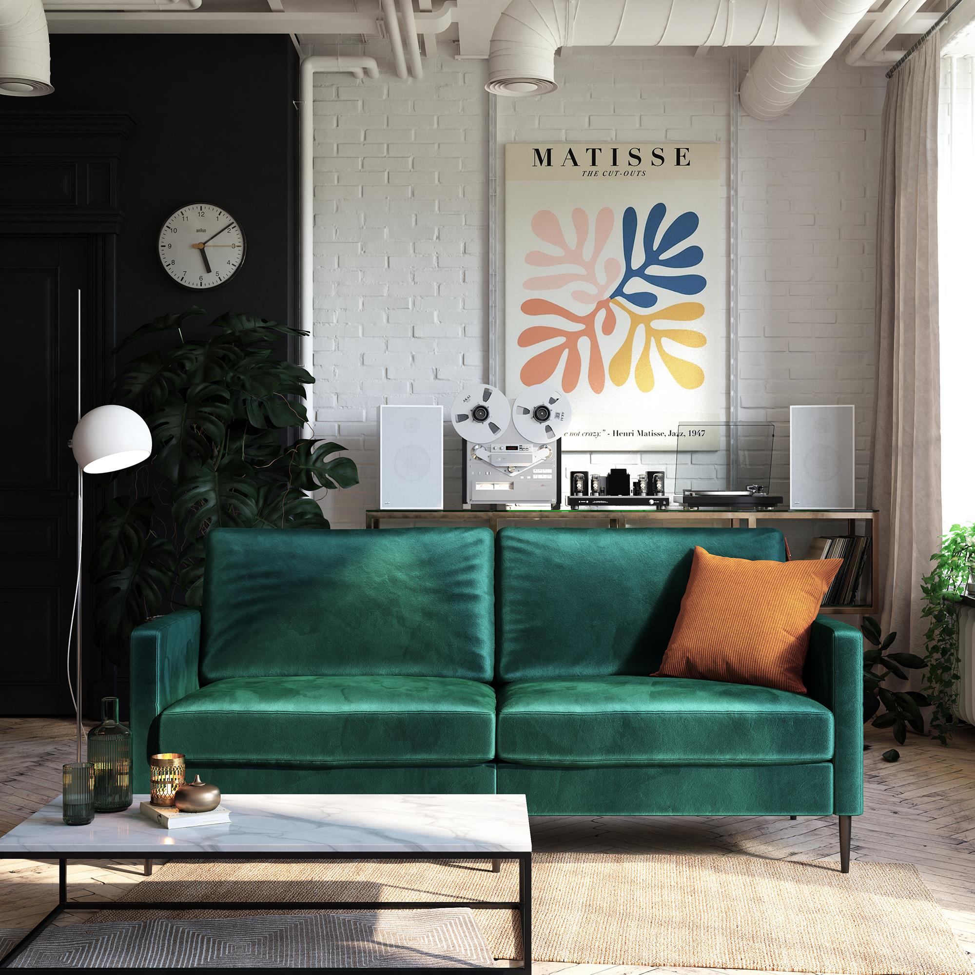 RealRooms Ellie 3-Seater Velvet Sofa - Green