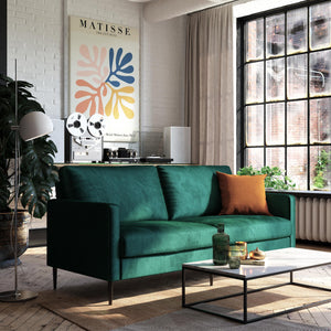 RealRooms Ellie 3-Seater Velvet Sofa - Green