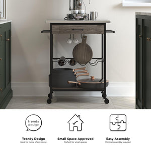 Novogratz Nora Multifunctional Kitchen Cart - Black