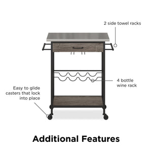 Novogratz Nora Multifunctional Kitchen Cart - Black