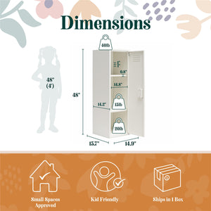 Max & Finn Casey Kids Tall Metal Storage Locker - White