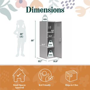 Max & Finn Casey Kids Tall Metal Storage Locker - Dove Gray
