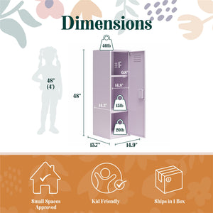 Max & Finn Casey Kids Tall Metal Storage Locker - Lavender