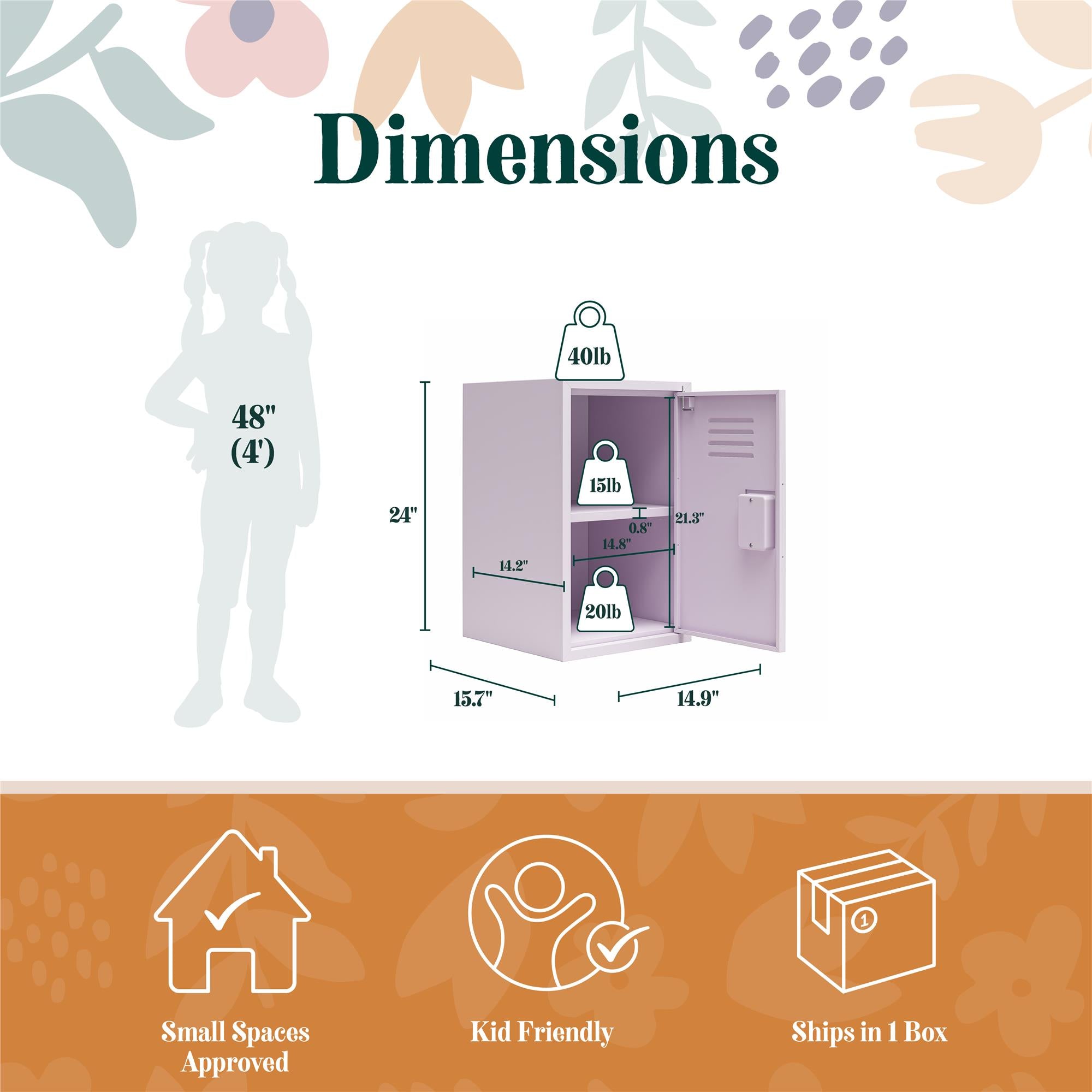 Max & Finn Casey Kids Stackable Mini Metal Storage Locker - Lavender