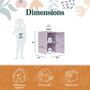 Max & Finn Casey Kids Stackable Mini Metal Storage Locker - Lavender