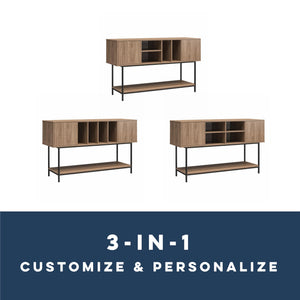 Novogratz Cooper Media Credenza/DJ Stand - Danish Walnut