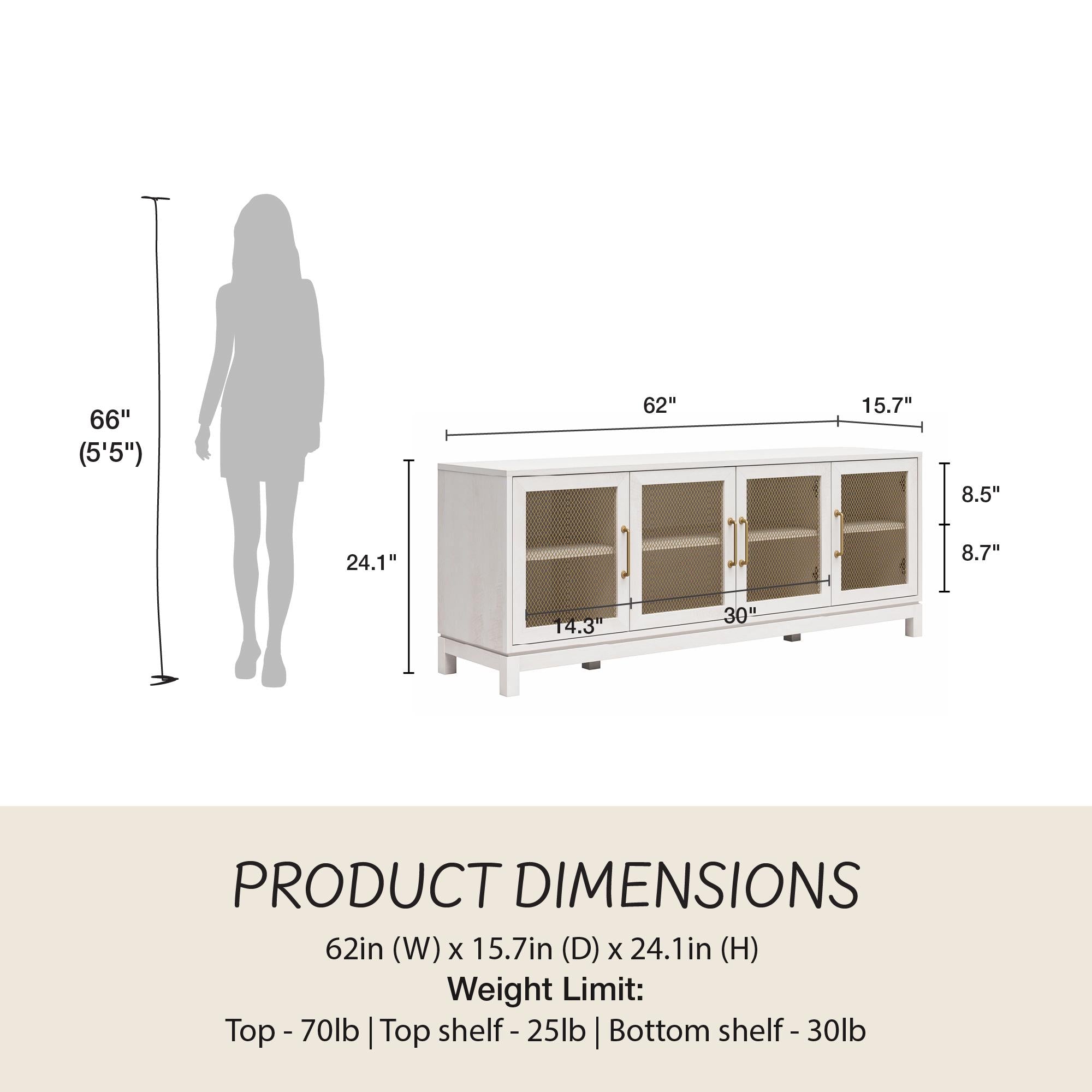 Mr. Kate Tess TV Stand for TVs up to 65" - Ivory Oak
