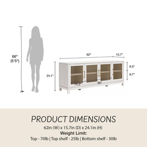 Mr. Kate Tess TV Stand for TVs up to 65" - Ivory Oak