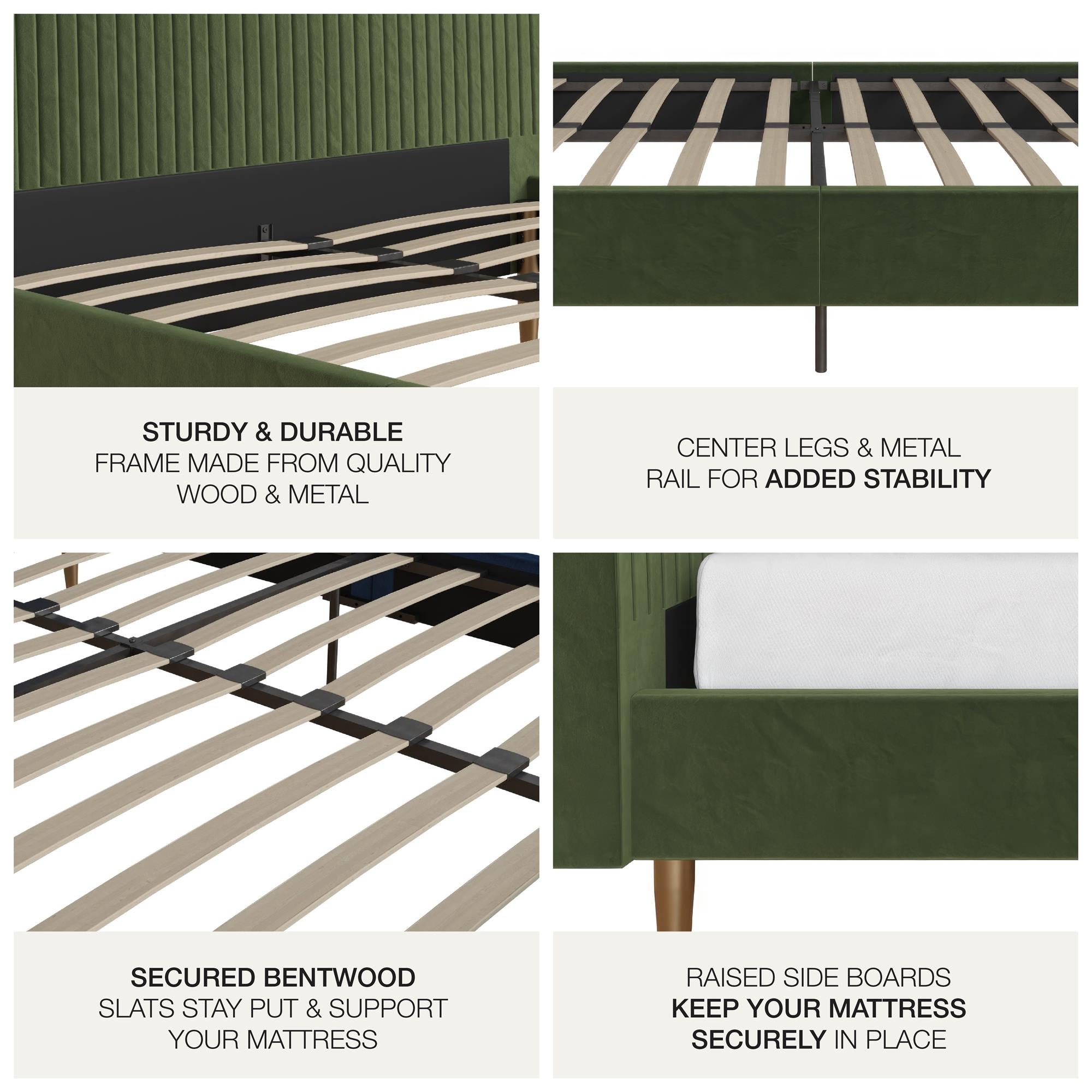 Mr. Kate Daphne Upholstered Bed - Olive Green Velvet - Queen