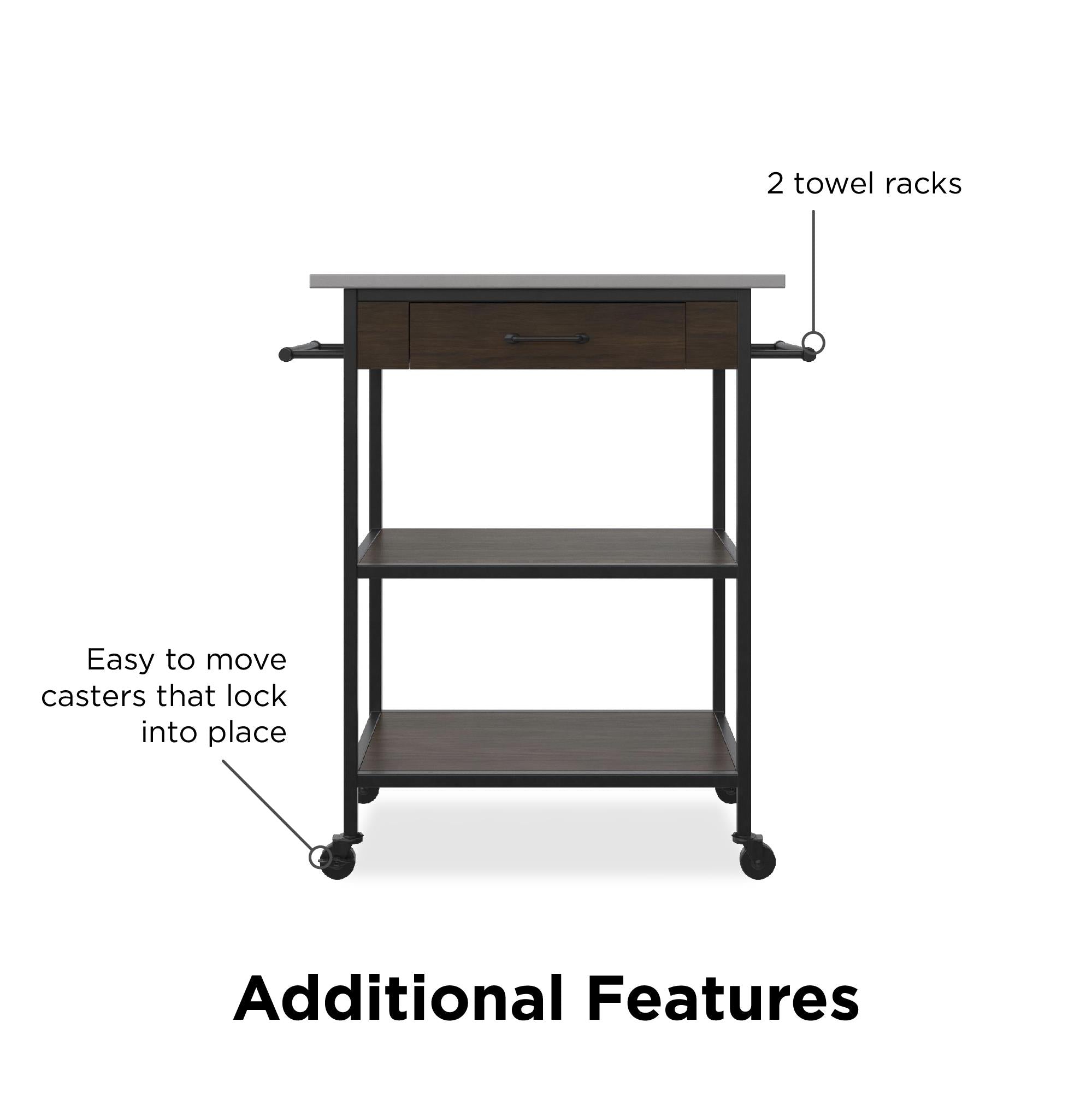 DHP Kane Kitchen Cart - Brown