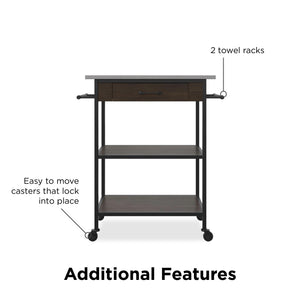 DHP Kane Kitchen Cart - Brown