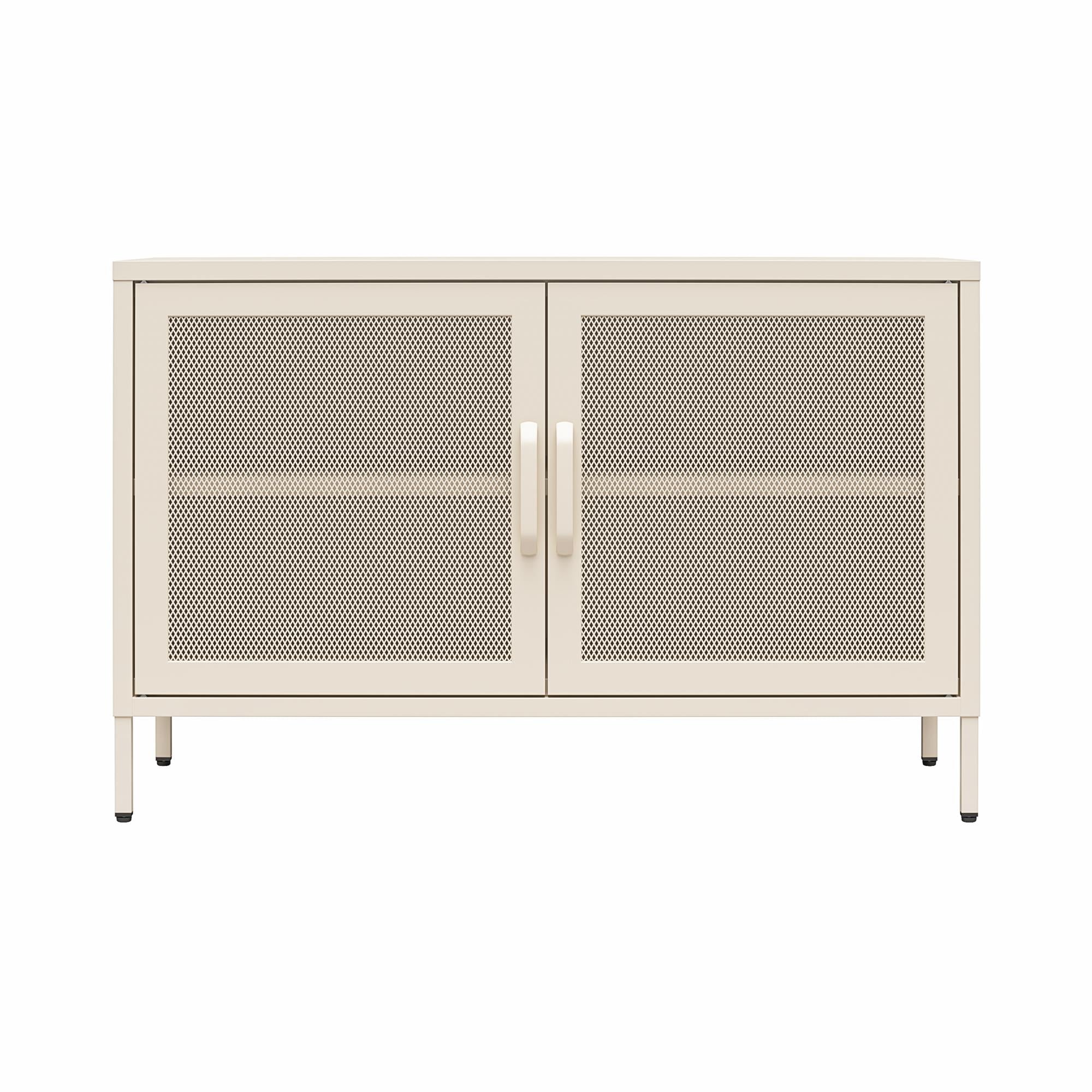 Novogratz Channing 2 Door Accent Cabinet-Mesh Metal Locker - Parchment