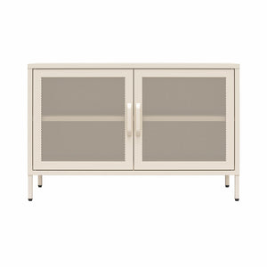 Novogratz Channing 2 Door Accent Cabinet-Mesh Metal Locker - Parchment