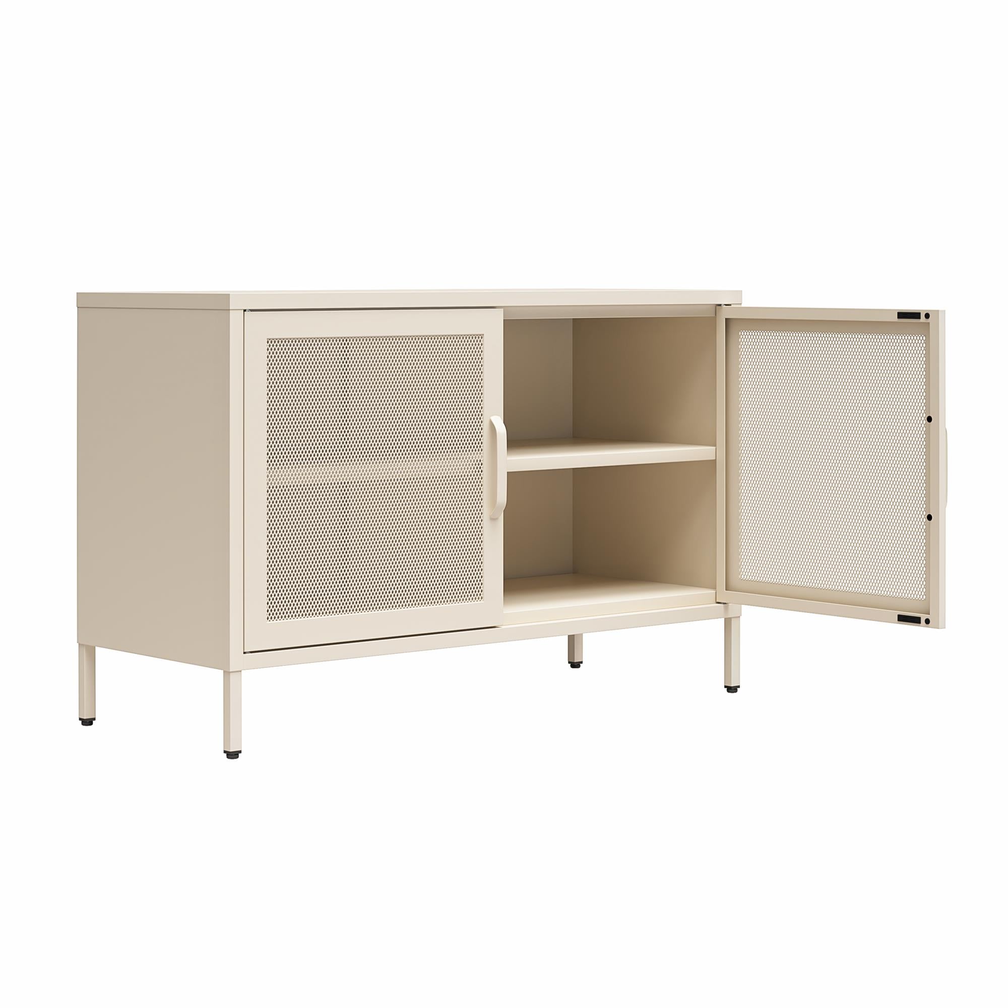 Novogratz Channing 2 Door Accent Cabinet-Mesh Metal Locker - Parchment