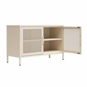 Novogratz Channing 2 Door Accent Cabinet-Mesh Metal Locker - Parchment