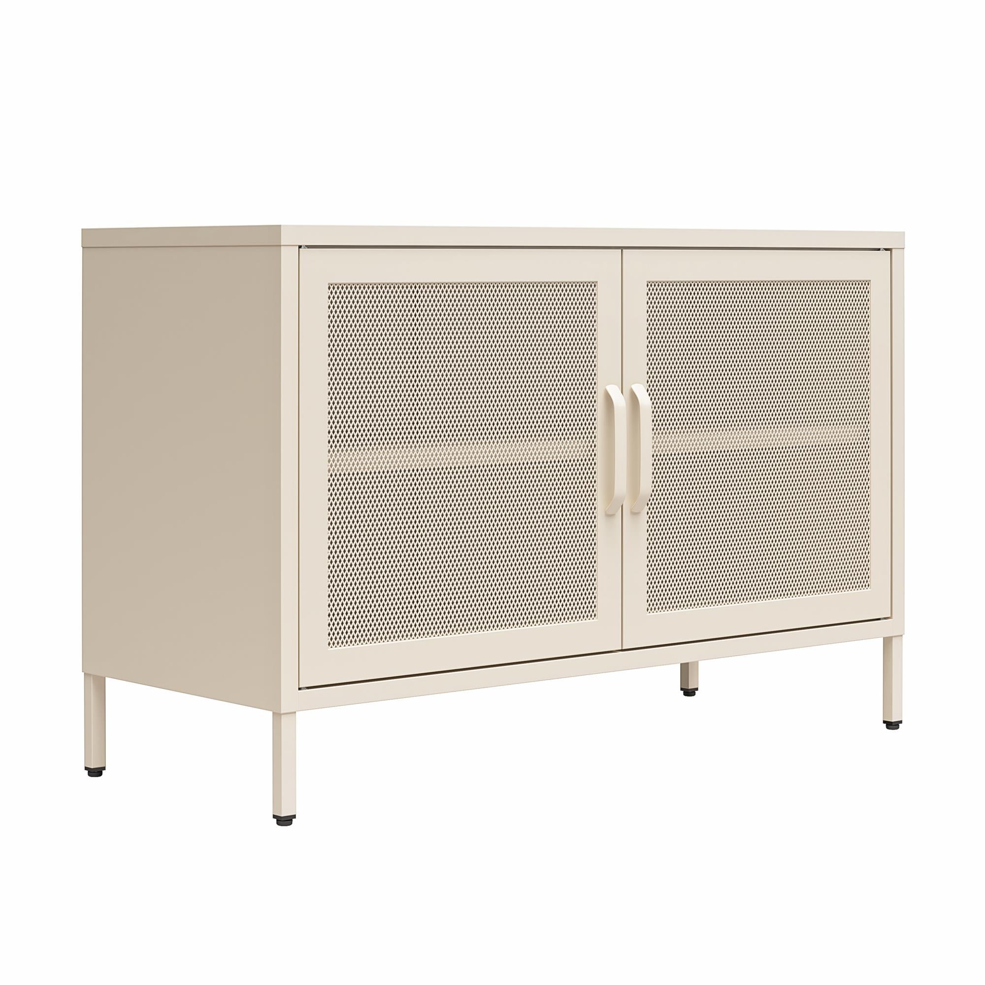 Novogratz Channing 2 Door Accent Cabinet-Mesh Metal Locker - Parchment
