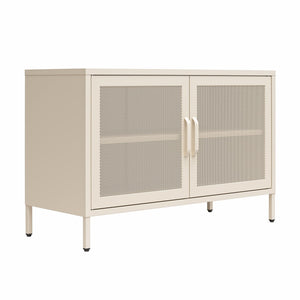 Novogratz Channing 2 Door Accent Cabinet-Mesh Metal Locker - Parchment