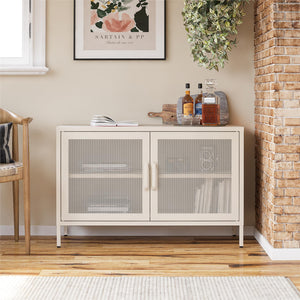 Novogratz Channing 2 Door Accent Cabinet-Mesh Metal Locker - Parchment
