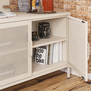 Novogratz Channing 2 Door Accent Cabinet-Mesh Metal Locker - Parchment