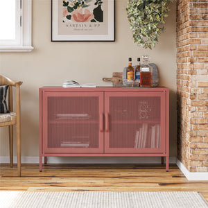Novogratz Channing 2 Door Accent Cabinet-Mesh Metal Locker - Terracotta