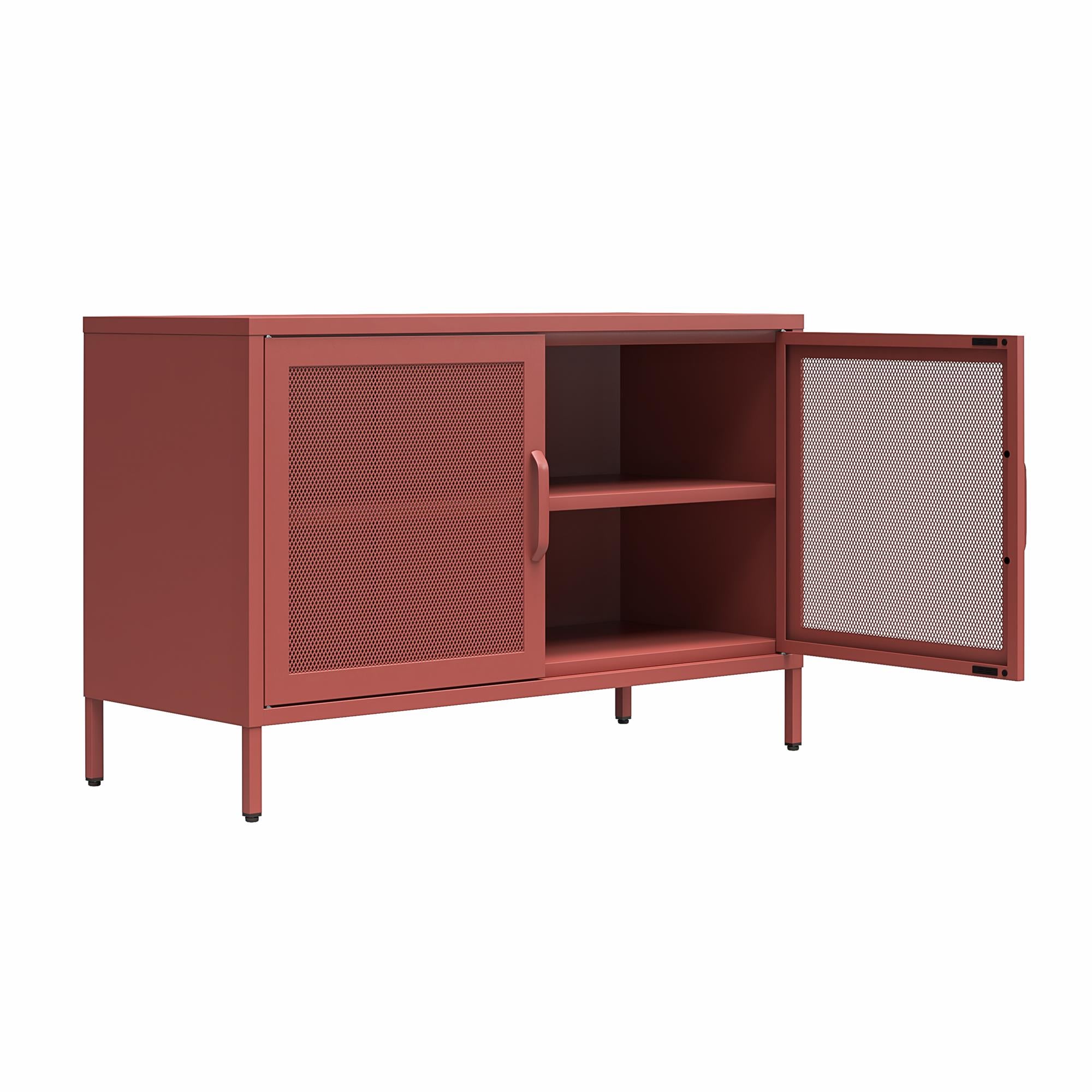 Novogratz Channing 2 Door Accent Cabinet-Mesh Metal Locker - Terracotta