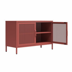 Novogratz Channing 2 Door Accent Cabinet-Mesh Metal Locker - Terracotta