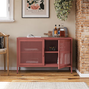 Novogratz Channing 2 Door Accent Cabinet-Mesh Metal Locker - Terracotta