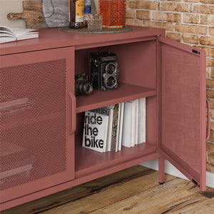 Novogratz Channing 2 Door Accent Cabinet-Mesh Metal Locker - Terracotta