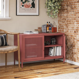 Novogratz Channing 2 Door Accent Cabinet-Mesh Metal Locker - Terracotta
