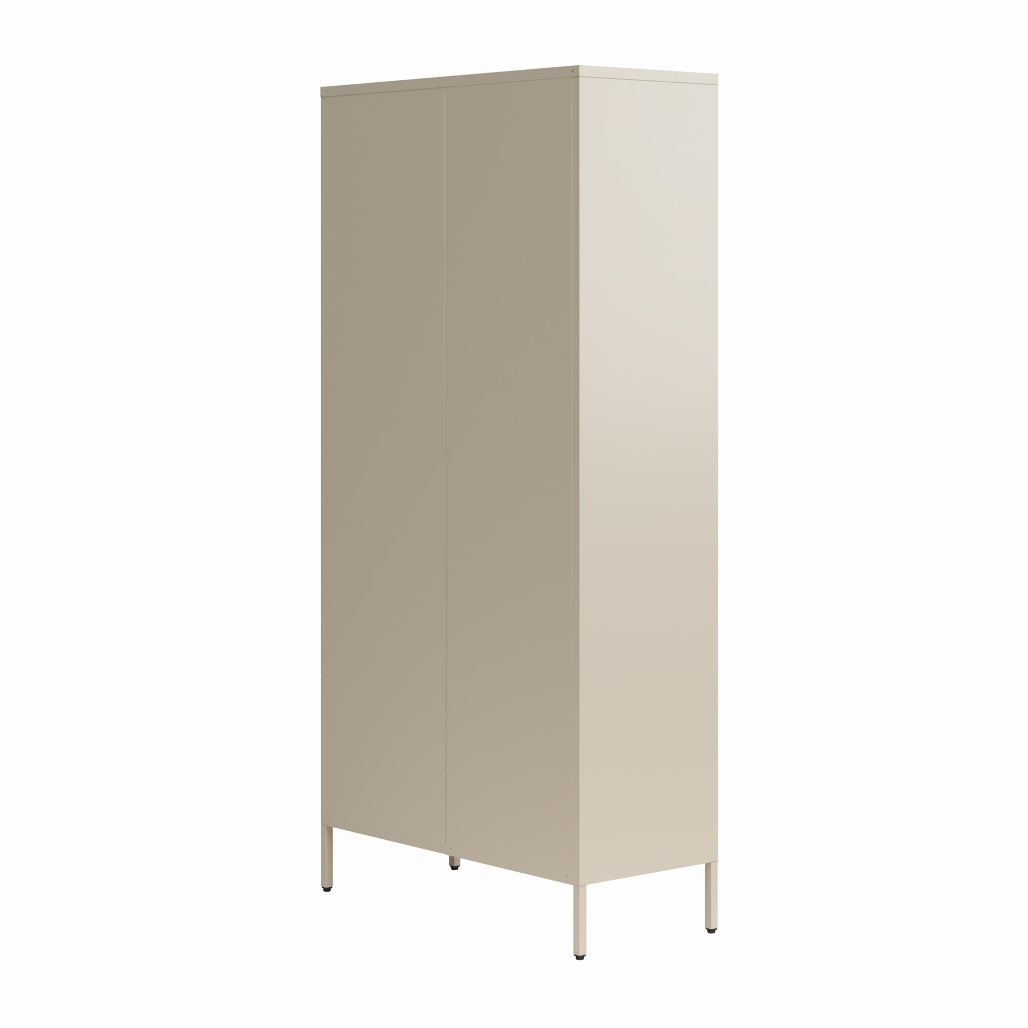Novogratz Channing Tall 2 Door Storage Cabinet-Mesh Metal Locker - Parchment