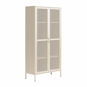 Novogratz Channing Tall 2 Door Storage Cabinet-Mesh Metal Locker - Parchment