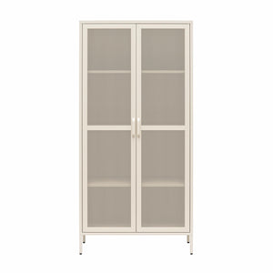 Novogratz Channing Tall 2 Door Storage Cabinet-Mesh Metal Locker - Parchment
