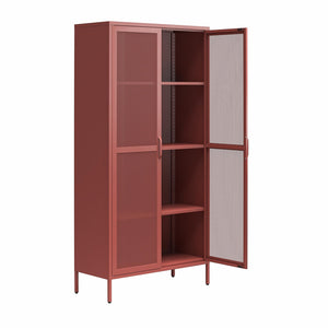 Novogratz Channing Tall 2 Door Storage Cabinet-Mesh Metal Locker - Terracotta