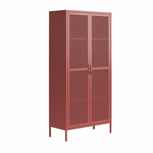 Novogratz Channing Tall 2 Door Storage Cabinet-Mesh Metal Locker - Terracotta