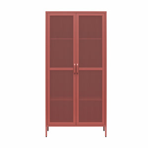 Novogratz Channing Tall 2 Door Storage Cabinet-Mesh Metal Locker - Terracotta