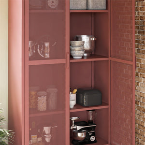 Novogratz Channing Tall 2 Door Storage Cabinet-Mesh Metal Locker - Terracotta