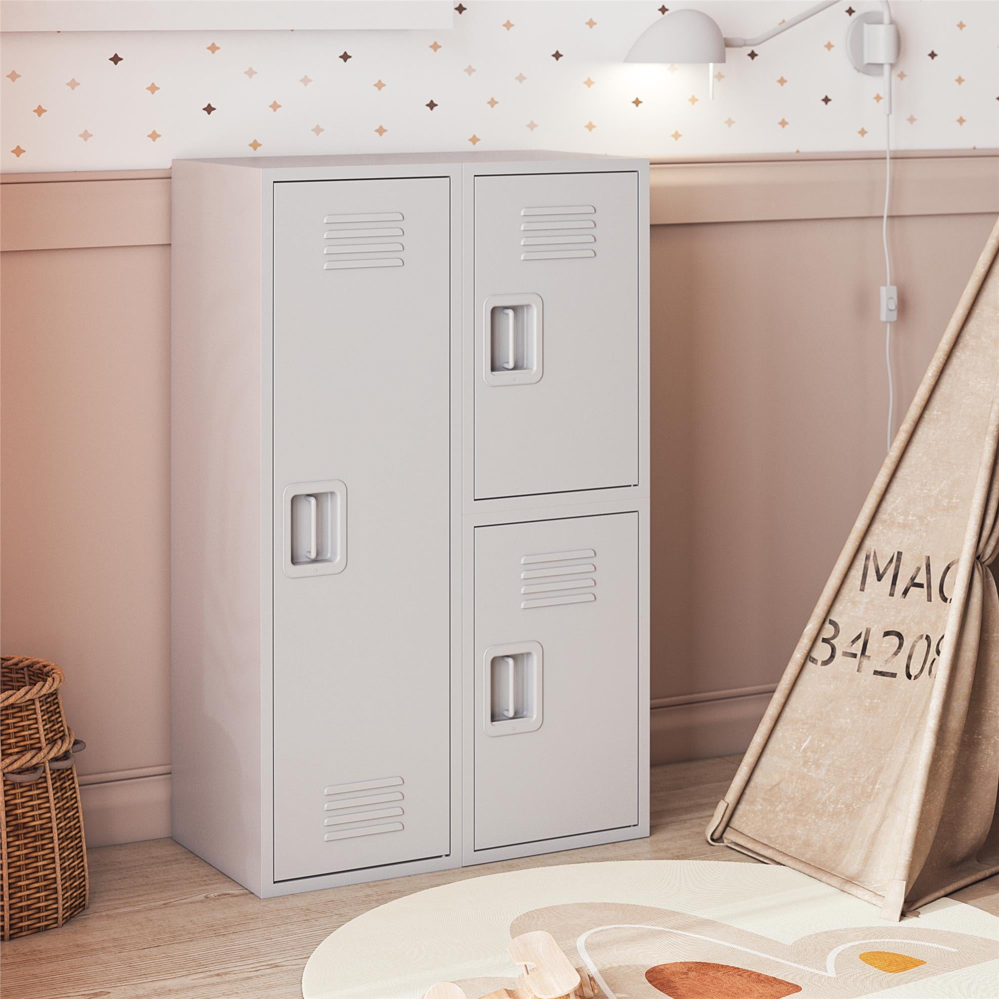 Max & Finn Casey Kids Stackable Mini Metal Storage Locker - Dove Gray