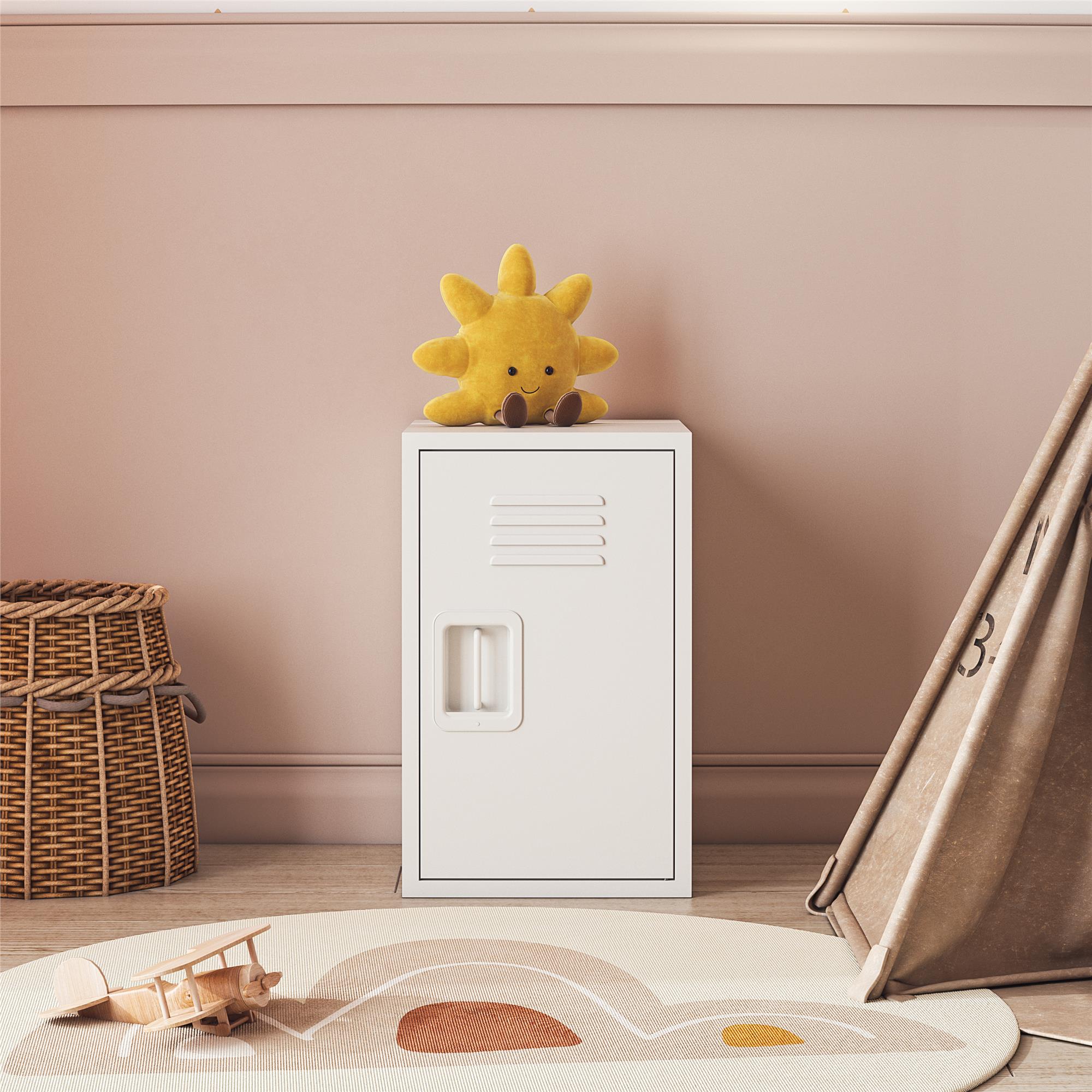 Max & Finn Casey Kids Stackable Mini Metal Storage Locker - White
