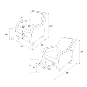 DHP Randen Pushback Recliner - Charcoal - 1-Seater