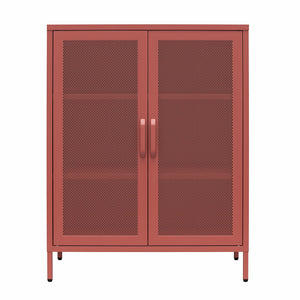 Novogratz Channing 2 Door Accent Cabinet-Mesh Metal Locker - Terracotta