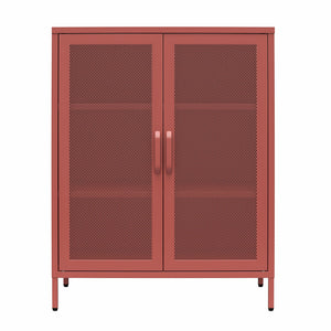 Novogratz Channing 2 Door Accent Cabinet-Mesh Metal Locker - Navy