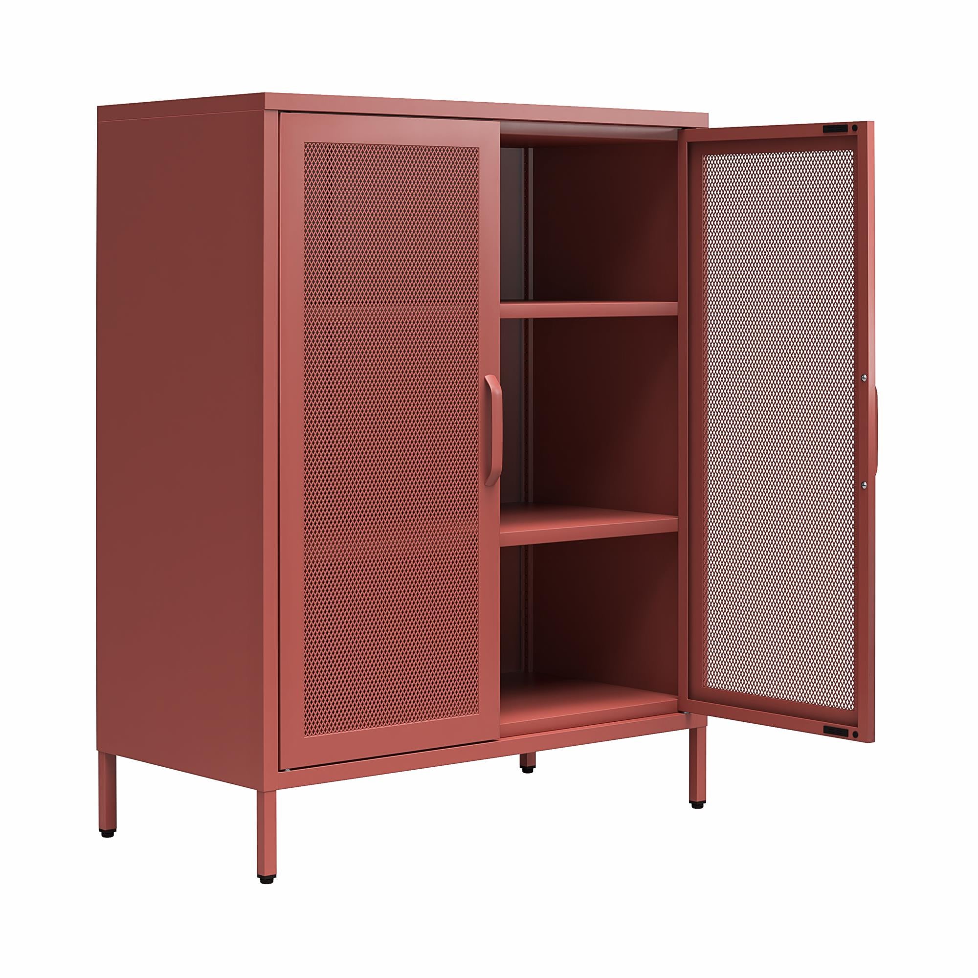 Novogratz Channing 2 Door Accent Cabinet-Mesh Metal Locker - Terracotta