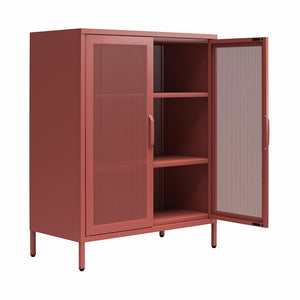 Novogratz Channing 2 Door Accent Cabinet-Mesh Metal Locker - Terracotta