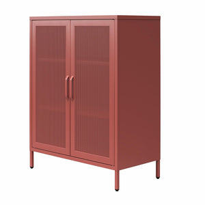 Novogratz Channing 2 Door Accent Cabinet-Mesh Metal Locker - Terracotta