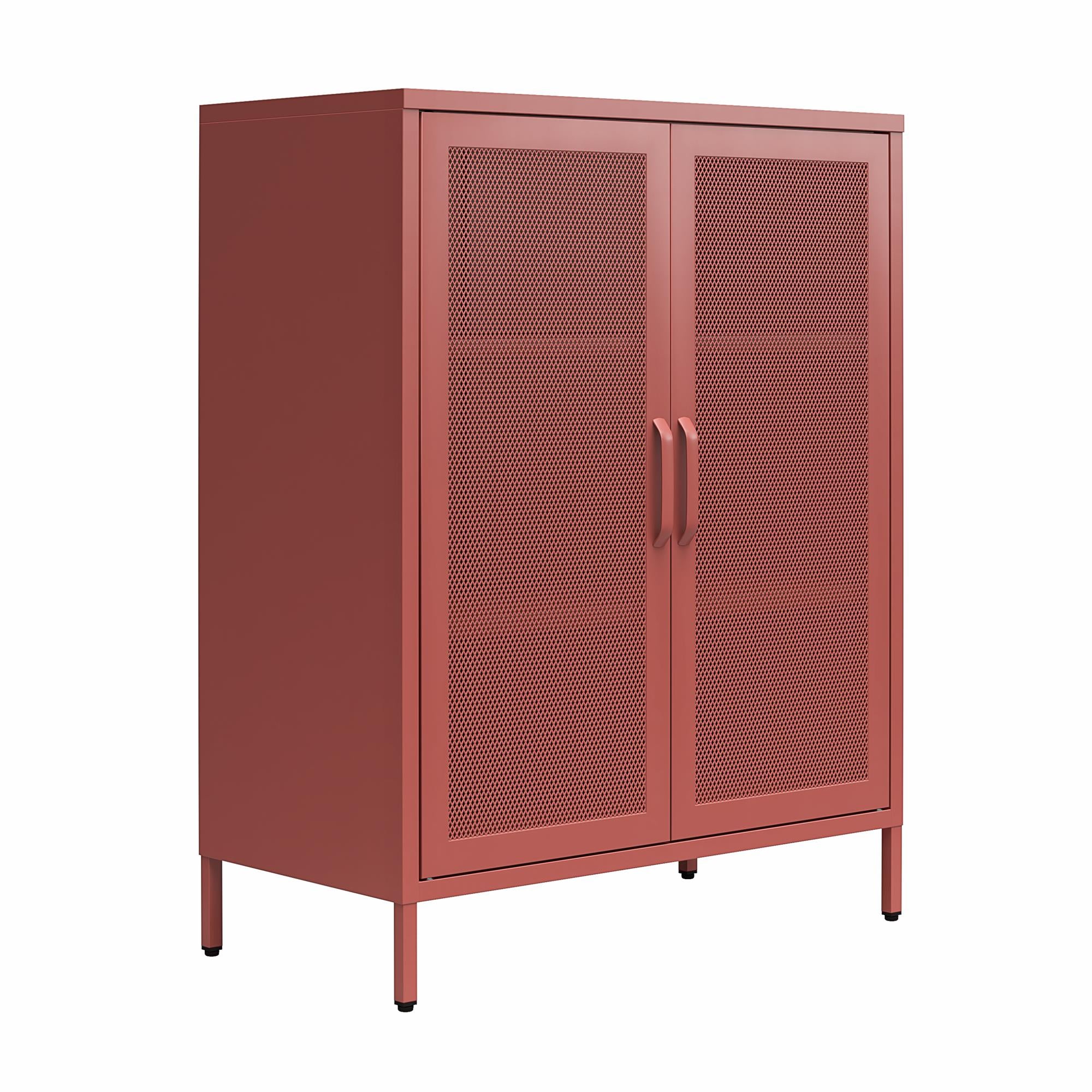 Novogratz Channing 2 Door Accent Cabinet-Mesh Metal Locker - Terracotta