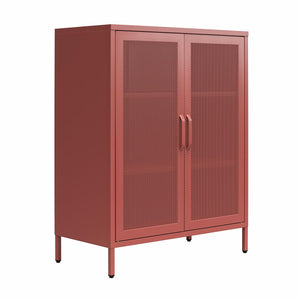 Novogratz Channing 2 Door Accent Cabinet-Mesh Metal Locker - Terracotta