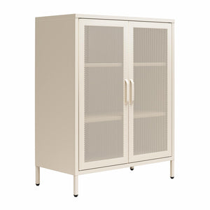 Novogratz Channing 2 Door Accent Cabinet-Mesh Metal Locker - Parchment