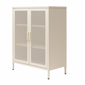 Novogratz Channing 2 Door Accent Cabinet-Mesh Metal Locker - Parchment