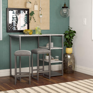 Novogratz Nora 3-Piece Dining Set - Gray
